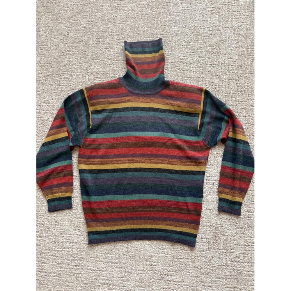 Norton McNaughton Turtleneck Sweater Women S Multi Excellent Vintage Wool Stripe